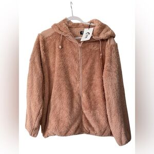 NWT ZYIA women’s 2X long sleeve blush pink Sherpa block zip up jacket